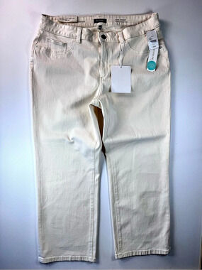 Women’s DL1961 Mara Mid Rise Straight Leg Ankle Crop Cream Off White Jeans 18W